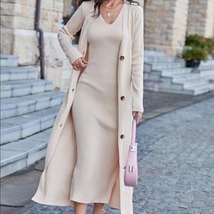 Sleeveless Sweater Dress and Button Front Cardigan